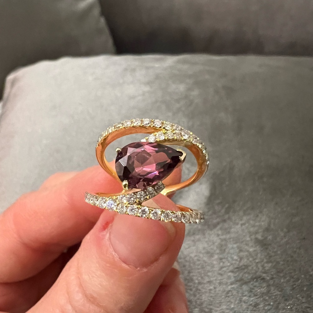 Tourmaline and diamond ring